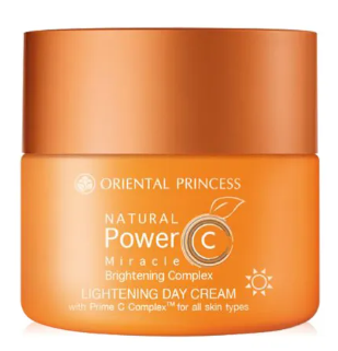 Oriental Princess Natural Power C Miracle Brightening Complex Day Cream 50g in orange jar.