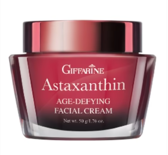 Giffarine Astaxanthin Age-defying Facial Cream 50g jar for nighttime skin care.