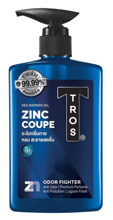 Shower cream with zinc and sea water in a 450 ml bottle, gentle cleansing formula with refreshing aroma.