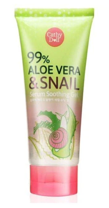 Cathy Doll 99% Aloe Vera & Snail Serum Gel 60 ml tube, moisturizing skincare.