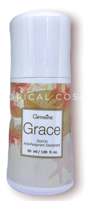 Giffarine Grace Roll-On Anti-Perspirant Deodorant 50 ml with floral packaging.