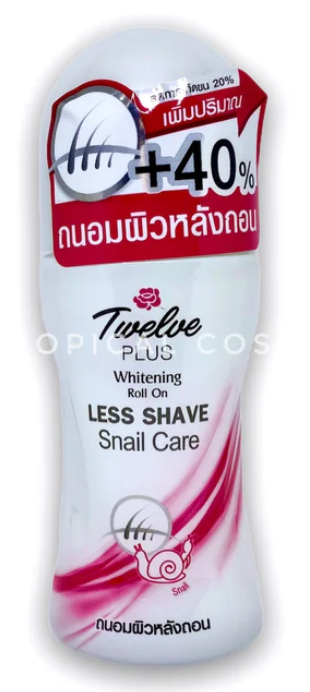 12 Plus Roll-on Deodorant Snail Whitening, 30.8 ml, for skin irritation relief and armpit care.