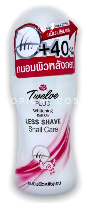 12 plus Roll-on Deodorant Snail Whitening Less Shave 30.8 ml., Roll-on deodorant with snail mucus 30.8 ml.