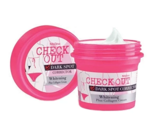 Mistine Check Out Dark Spot Corrector Whitening plus Collagen Cream 48 g., Cream with marine collagen for whitening dark areas of the body 48 g.