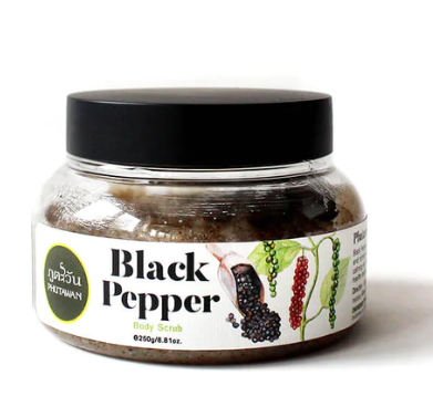 Phutawan Black Pepper Body Scrub 250 g., Black pepper anti-cellulite body scrub 250 g.