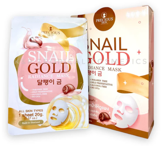 PRECIOUS SKIN Snail Gold Radiance Mask 20 g.*10 pcs., Lifting fabric mask with snail mucin and gold 20 g.*10 pcs.