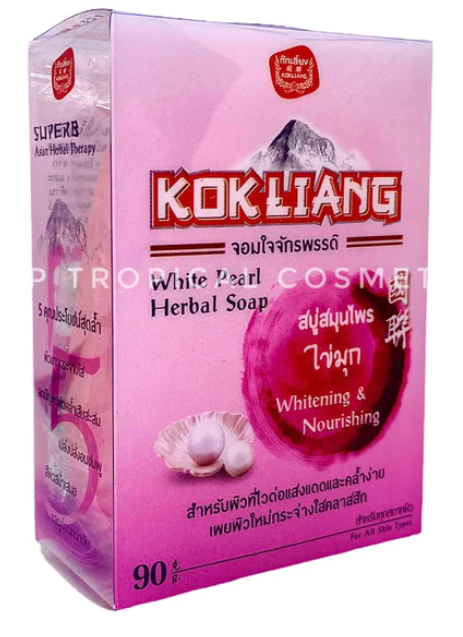 Kokliang White Pearl Herbal Soap 90 g., Herbal soap with white pearls 90 g.