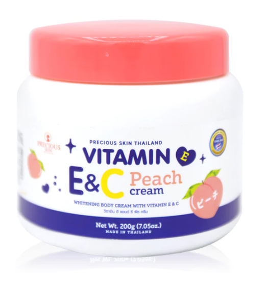 Precious Skin Thailand Vitamin E & C Peach Cream, 200g