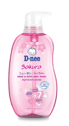 D-nee Sakura Head & Body Baby Wash, 380 ml