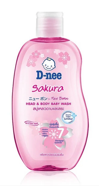 D-nee Sakura Head & Body Baby Wash, 200 ml