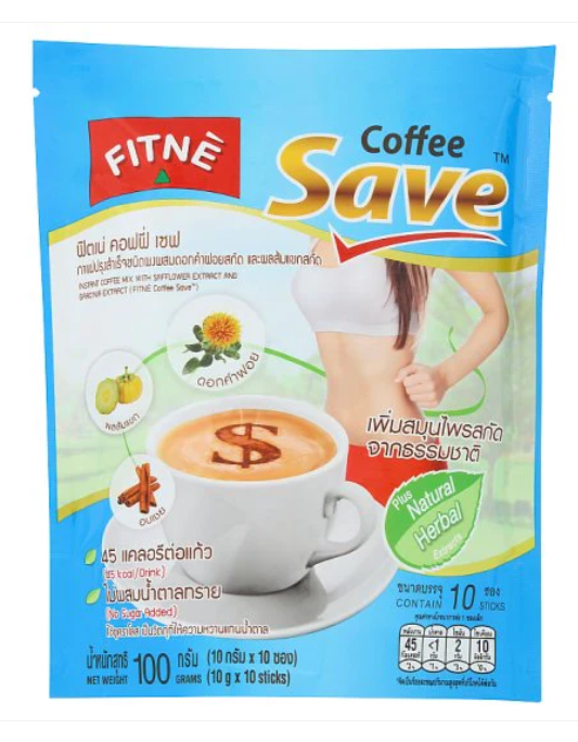 Fitnè Coffee Save Instant Coffee Mix with Safflower Extract and Garcinia Extract (10g x 10 sticks