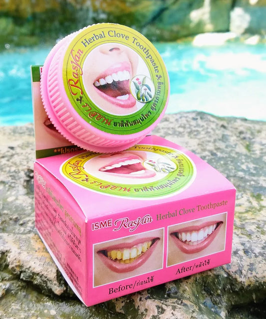 Isme Herbal Clove Toothpaste Rasyan 25 g., The most popular whitening Thai clove toothpaste with herbs 25 g.